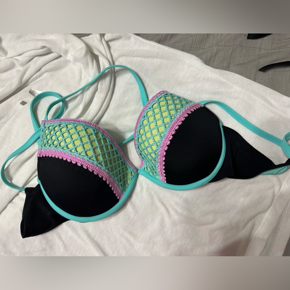 Black w/ Teal and Purple Swim Suit Top